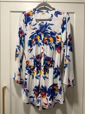 Show Me Your MuMu White Floral Button-Front Tunic Romper